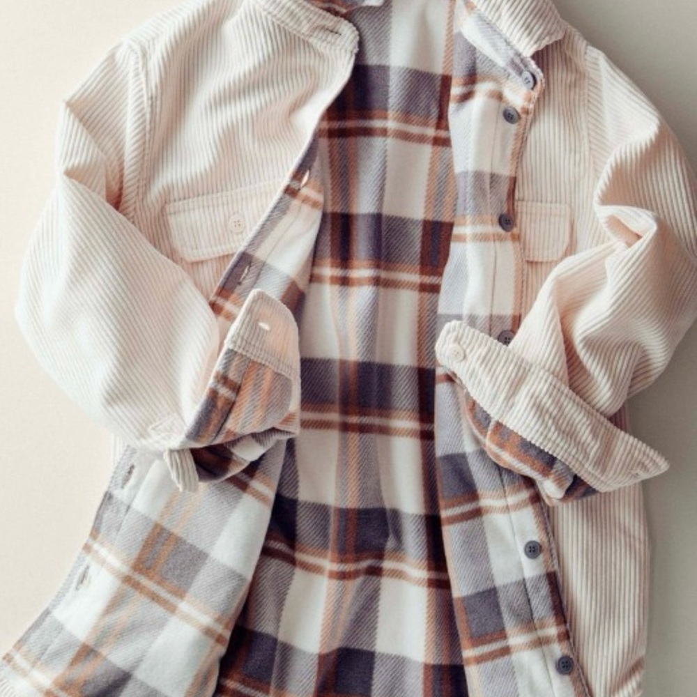 Urban Daizy Reversible Corduroy & Plaid Flannel Shacket